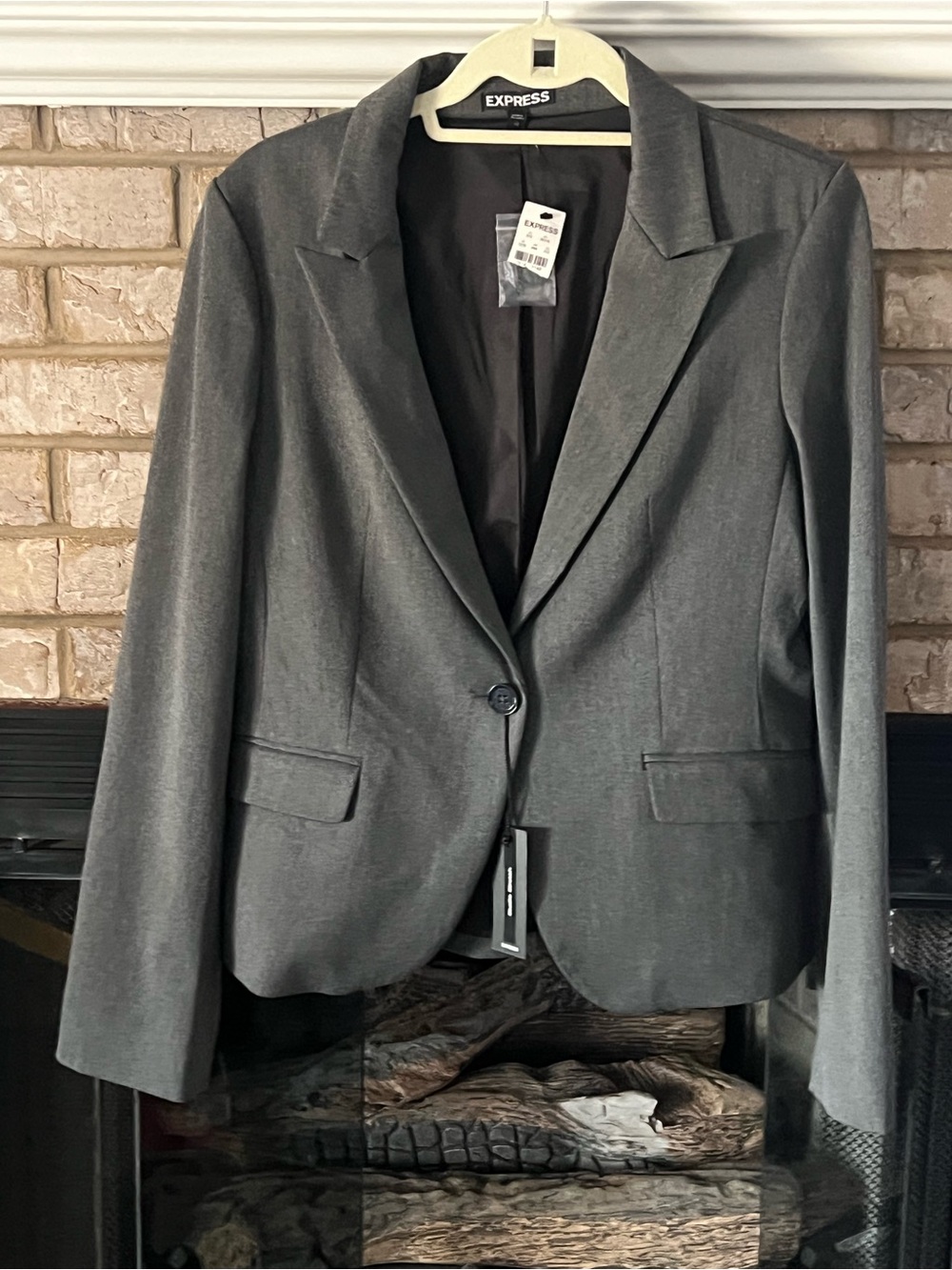 Express Women's Dark Gray Single-Button Tailored Blazer